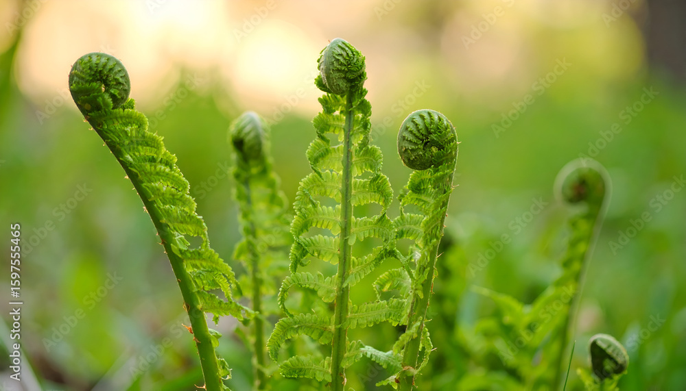 custom made wallpaper toronto digitalA close-up of young ferns, showcasing their intricate fronds and spirals.