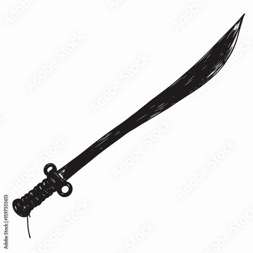 Traditional guandao weapon with curved blade and intricate handle design. Guandao weapon features a long, sharp blade and is ideal for martial arts and historical reenactments.