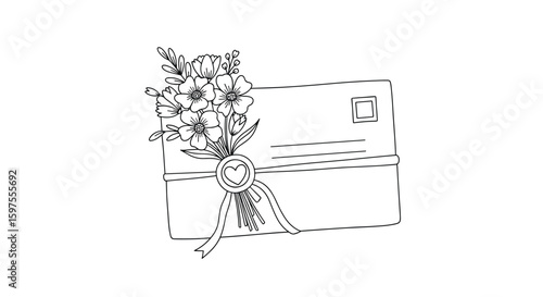 Elegant floral envelope design with ribbon and seal for special mailings