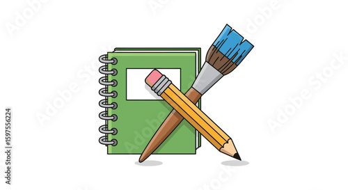 Creative arts tools for drawing and painting with a notebook