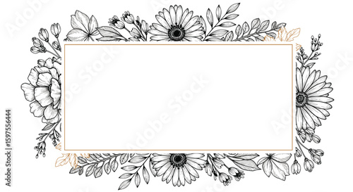 Exquisite floral border design for elegant occasion invitations and stationery