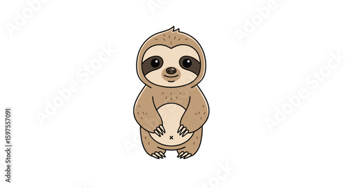 Adorable baby sloth character design illustration for childrens books and animal themed projects