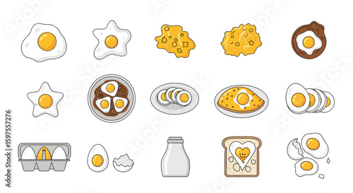 A collection of deliciously prepared egg dishes and breakfast foods for your culinary creations