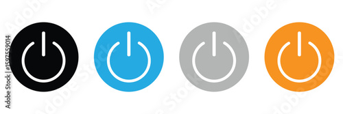 Power On Off Button icon in flat set. vector for apps or web Energy switch Power turn on, off symbol, shutdown Press start sign isolated on transparent background circle symbol Electric power . EPS 10