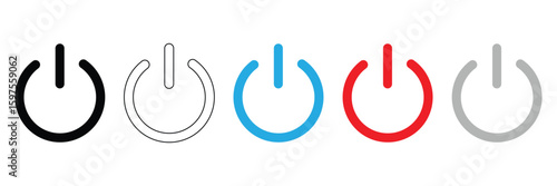 Power On Off Button icon in flat set. vector for apps or web Energy switch Power turn on, off symbol, shutdown Press start sign isolated on transparent background circle symbol Electric power . EPS 10