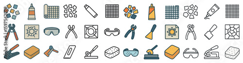 Home renovation outline icons set – linear, diy, construction and tools symbols