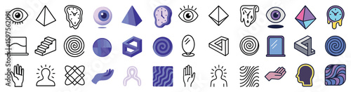 Esoteric science outline icons set – mystical, abstract, shape design elements