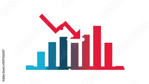 Free Download Declining bar graph, red downward trend - GFXLoad
