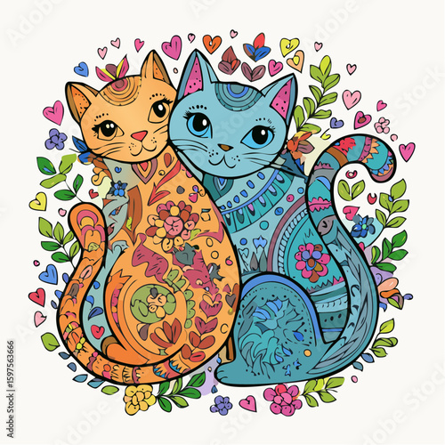 cat with flowers
