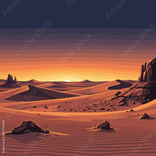 sunset in the sahara desert