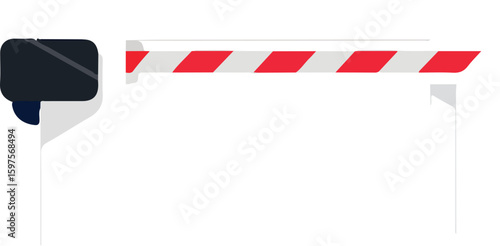 Barrier gate red white striped reflective dark  Vector illustration line art EPS download