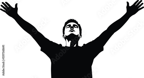 Silhouette of a man with arms raised
