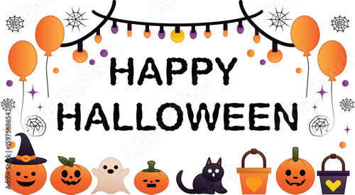 Halloween set vector outline and shape