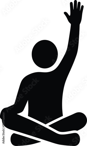 Vector illustration of a silhouette of a man raising hand