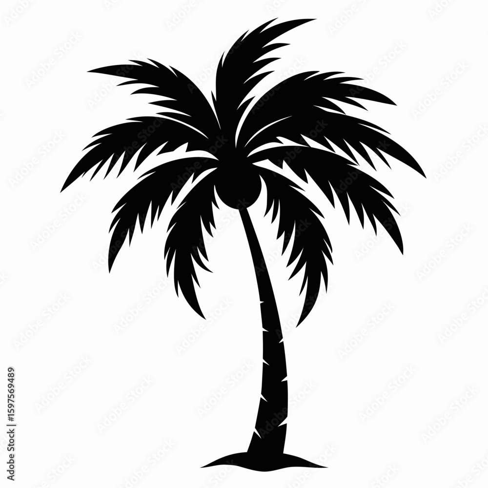 Obraz premium Minimal Palm Tree Black Vector 