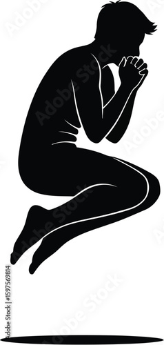 Silhouette of a man in a fetal position 
