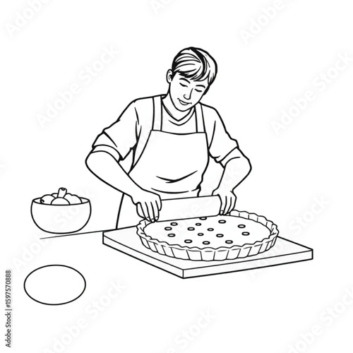 A home cook rolling out pastry for a weekend quiche