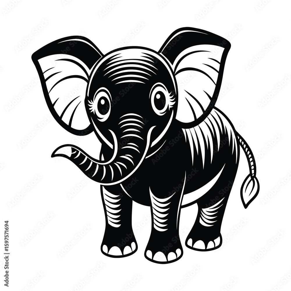 Fototapeta premium Cartoon illustration of an isolated elephant on a white background