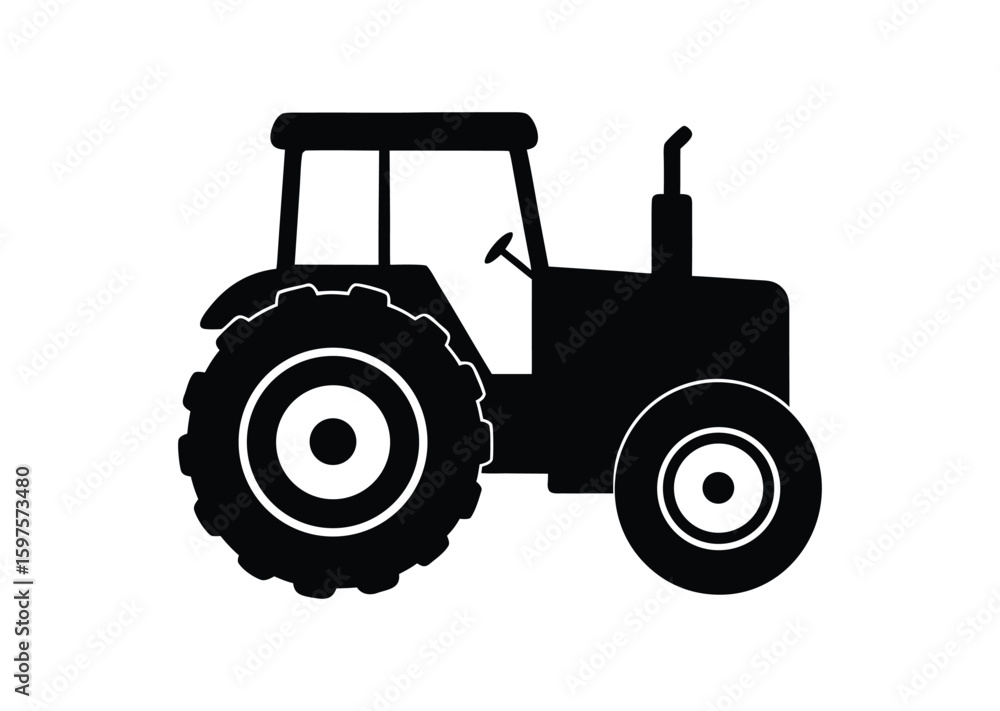 Tractor silhouette black vector white background Tractor silhouette black vector white background