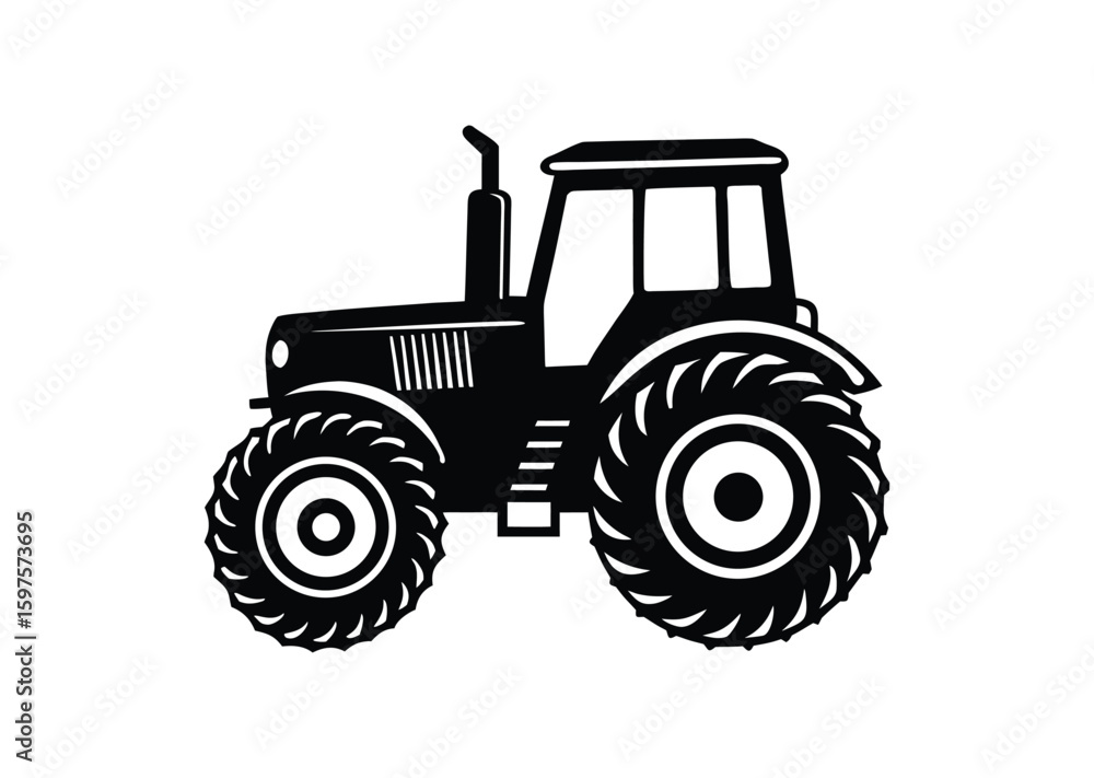 Obraz premium Tractor silhouette black vector white background