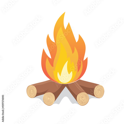 Flat Campfire Illustration