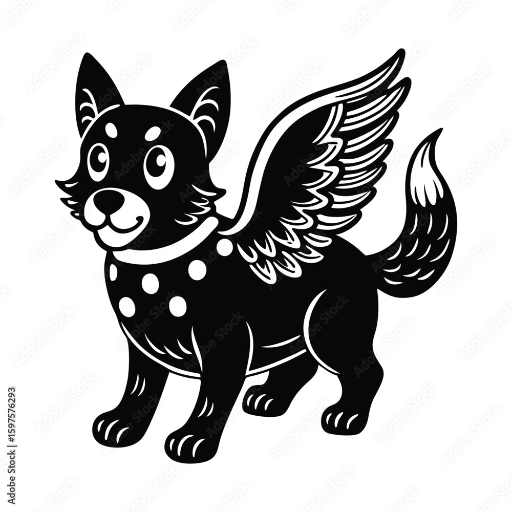 Fototapeta premium Here's a whimsical vector illustration of playful cartoon dog and fox characters