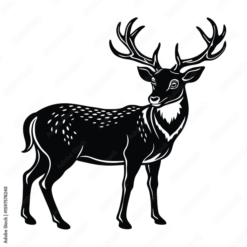 Obraz premium Graceful deer silhouette vector illustration for design projects