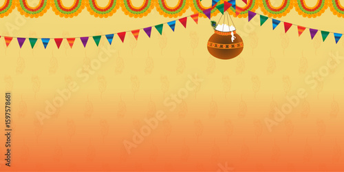 Happy Khrishna Janmashtami and dahi handi Hindu festival of happy shree lord krishna god born with janmashtami text and gradient background. abstract vector illustration design.
