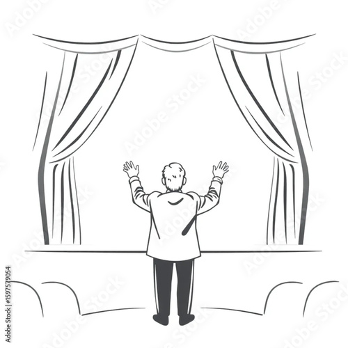 A theatre director calling cues from the wings