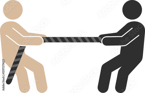 A classic symbol of struggle and confrontation. Two figures are pulling a rope, representing conflict, a fight for resources, power, or a struggle to prove one's point among colleagues.