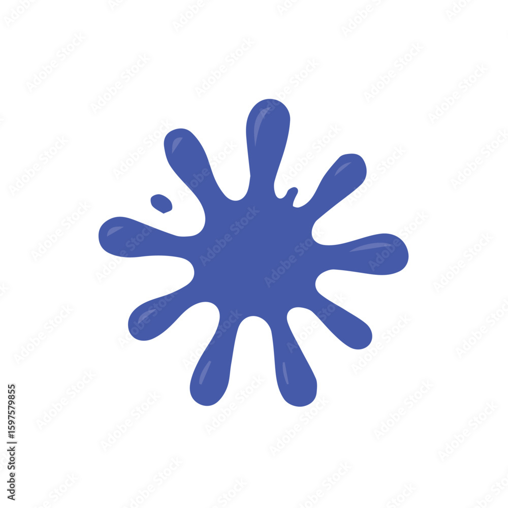 Obraz premium Vector illustration of a vibrant blue splash on a plain white wall, highlighting motion and color with minimal background and clean design elements.