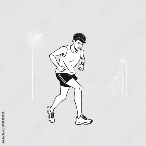 A runner lacing shoes by the glow of streetlights