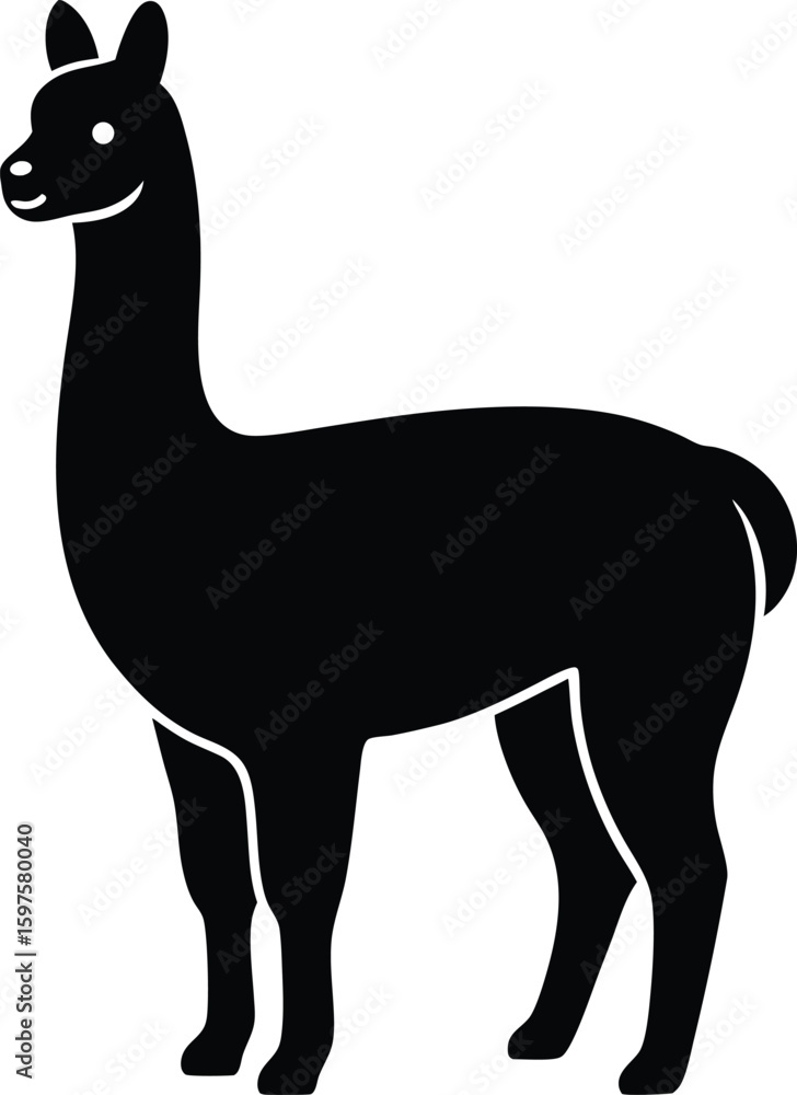 Fototapeta premium Alpaca Silhouette Vector Art Illustration
