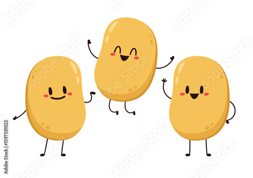 Potato character design. Potato vector. Potato cartoon on white background.