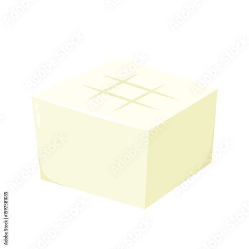 White Tofu vector. Tofu cartoon style isolated on white background. Vegetarian nutrition, healthy food.	