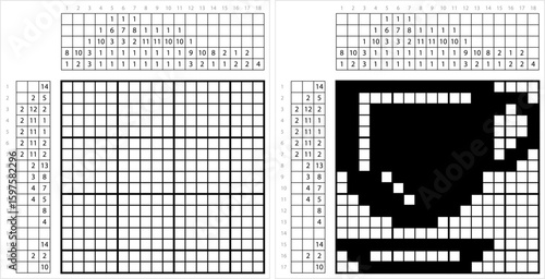 Coffee Cup Icon Nonogram Pixel Art M_2302001