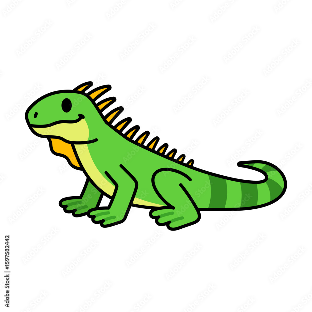 Fototapeta premium Cartoon Iguana Vector Illustration