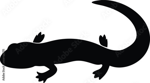 Hellbender salamander amphibian silhouette vector art illustration