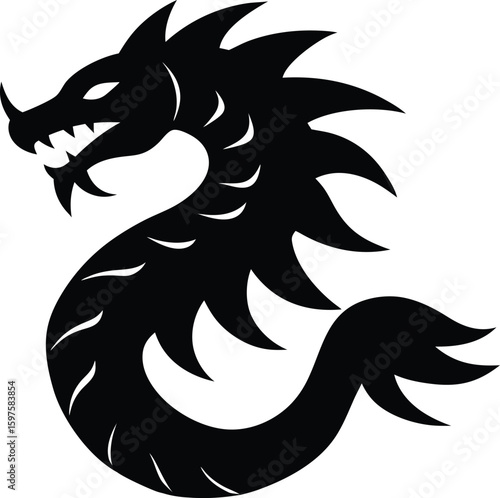 Hydra mythological creature silhouette vector art illustration