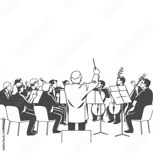 An orchestra tuning up before the conductor raises the baton