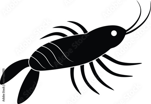 Krill small crustacean silhouette vector art illustration