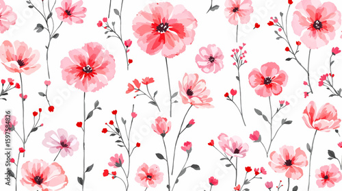 Wild flowers set, watercolor digital illustration. Perfectly for poster, card design. Mother's Day, Birthday, Valentine's day decoration.