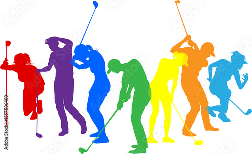 Golfers Golfing Silhouette ...