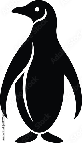Penguin bird animal silhouette vector art illustration