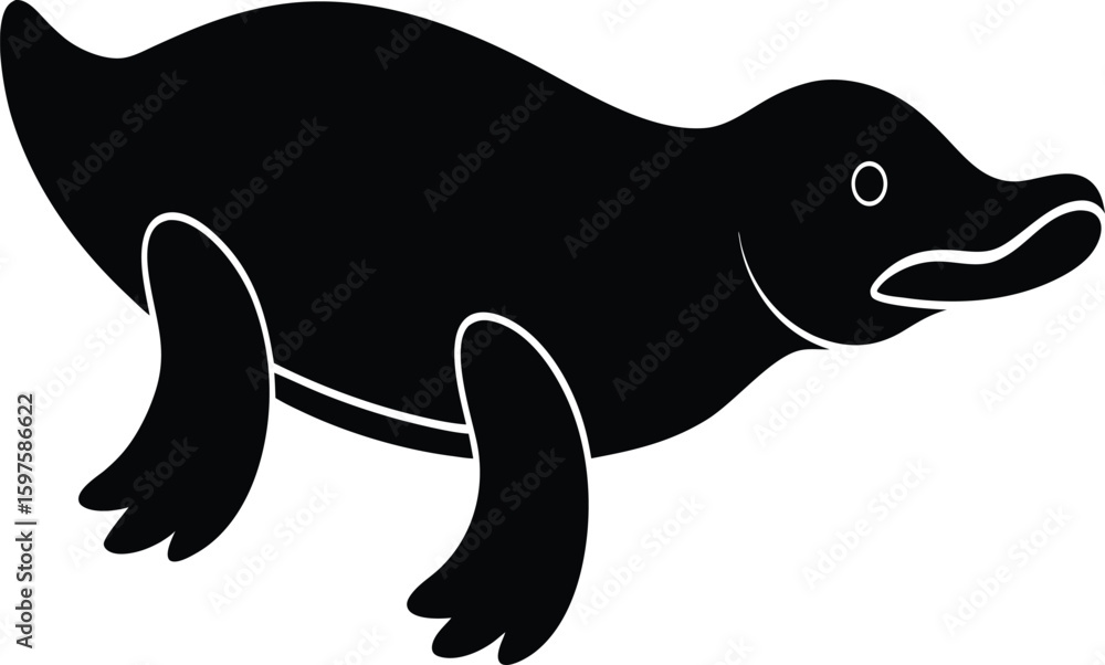 Naklejka premium Platypus unique mammal silhouette vector art illustration
