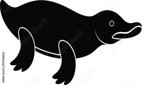 Platypus unique mammal silhouette vector art illustration