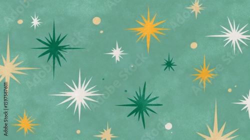 Atomic age pattern with starbursts and mid century modern style