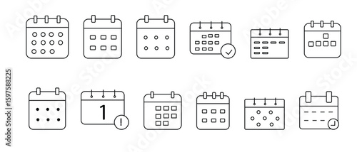 Calendar Icon set. Calendar line icon, vector symbol. Schedule and Date Symbol. Minimalist, Flat Calendar Icon for Events and Reminders. Vector illustration.