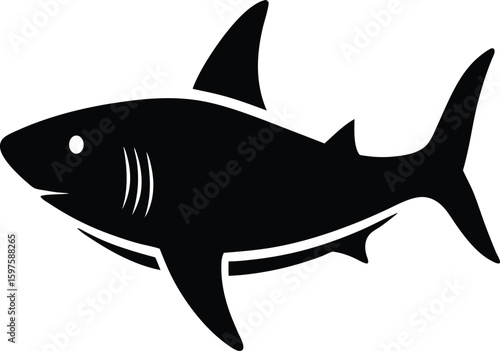 Shark ocean predator silhouette vector art illustration