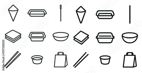 Food and restaurant line icons set – linear, outline, culinary and dining graphics